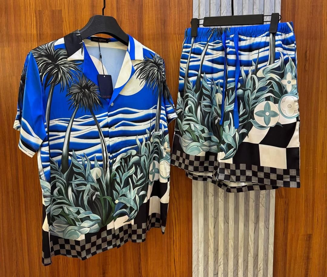 Louis Vuitton Tropical Print Co-Ord Set (Blue/Black) 2picece