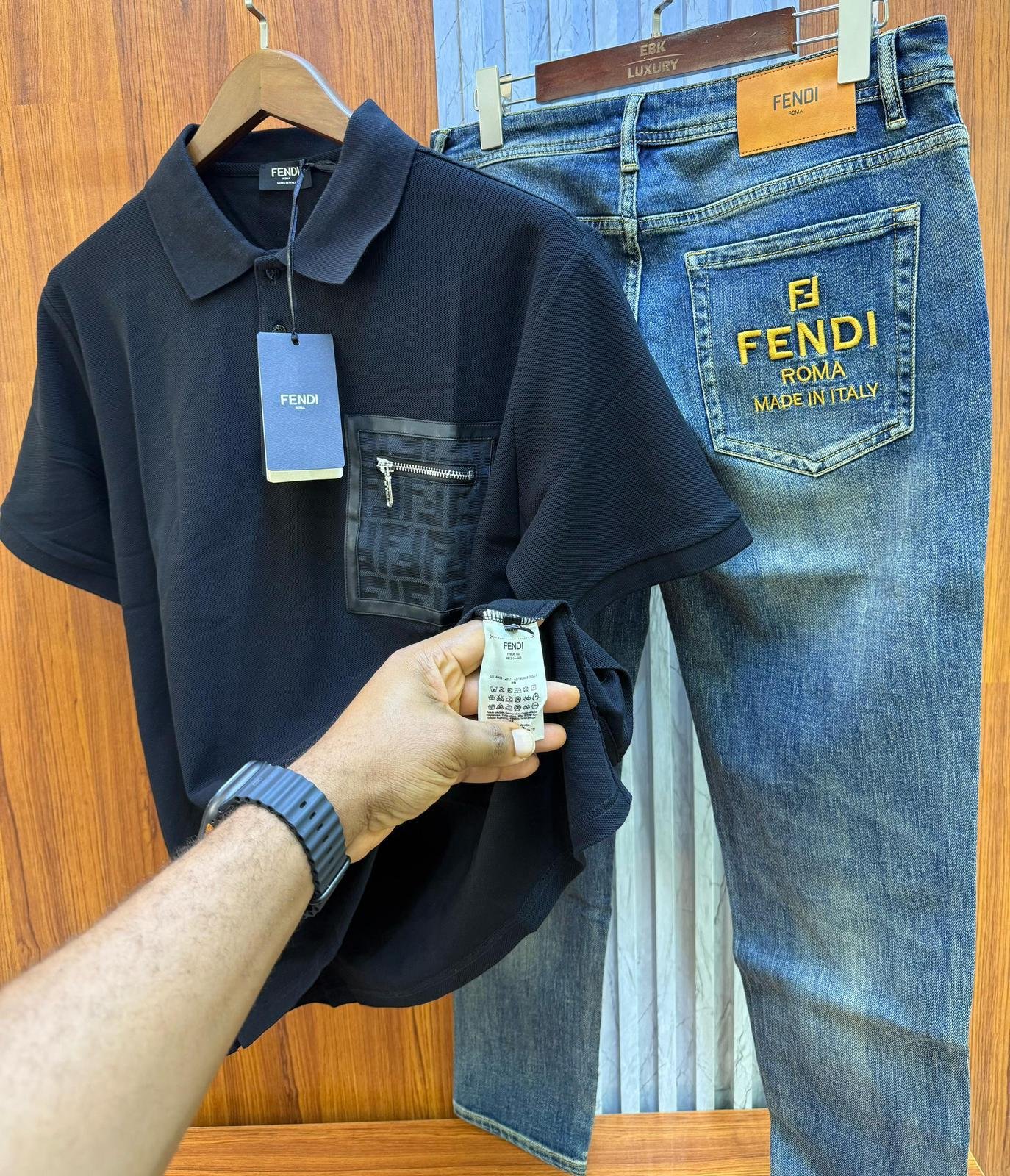 Fendi Collar Neck Cotton T-Shirt