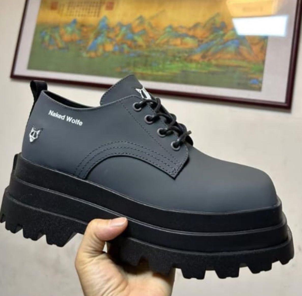 Naked Wolfe Black Platform Derby Shoes
